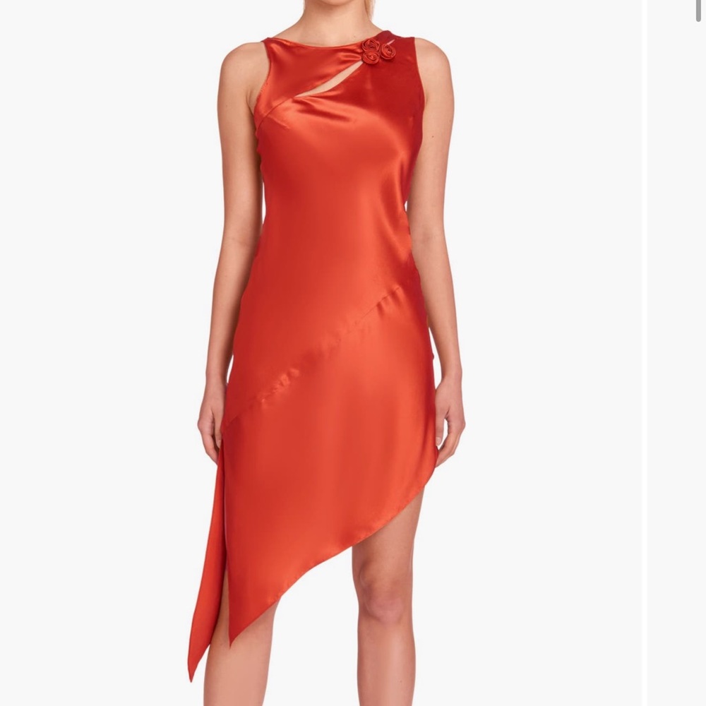 Amanda Uprichard Rosemarie Sleeveless Asymmetric Cutout Silk Dress
